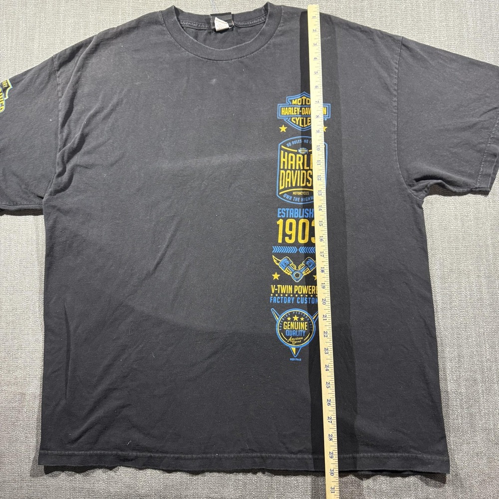 Harley-Davidson Shirt Mens 2XL Black Vertical Graphic Cowboy Beaumont TX Skull - Picture 5 of 9